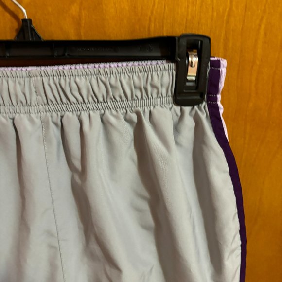 Nike Dri-Fit Athletic Workout Running Shorts, Grey & Purple, Women's Small - Picture 9 of 10